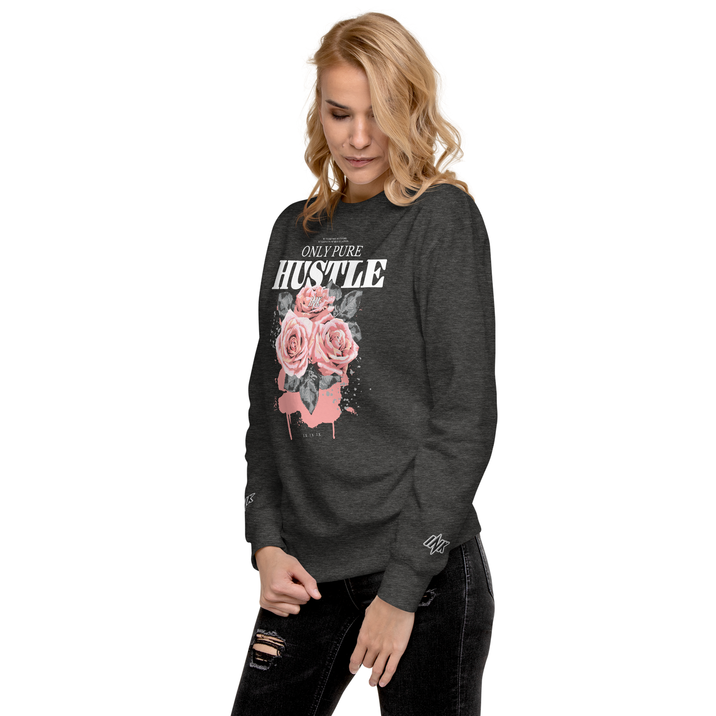 Essential Stylish Crewneck Premium Sweatshirt with "Only Pure Hustle" motif