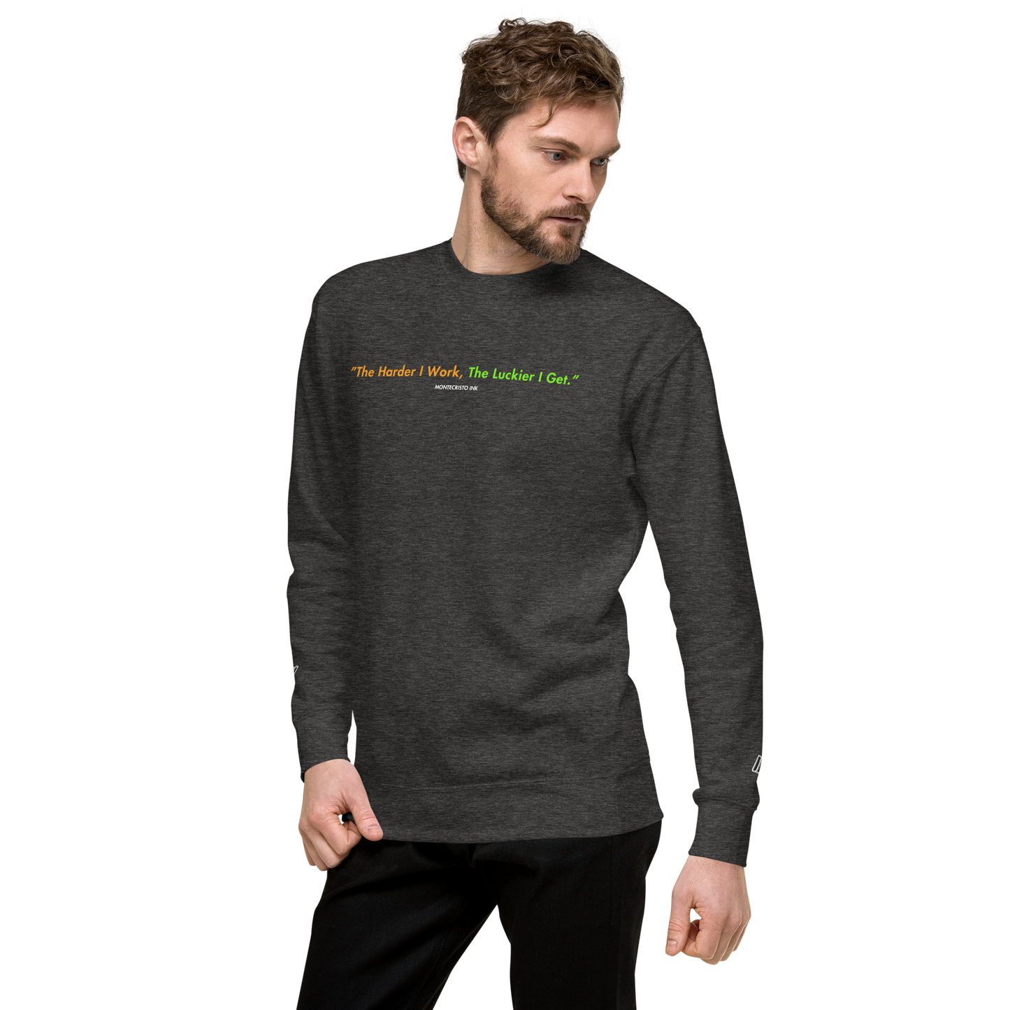 Essential Stylish Crewneck Premium Sweatshirt with "Lucky Worker" motif