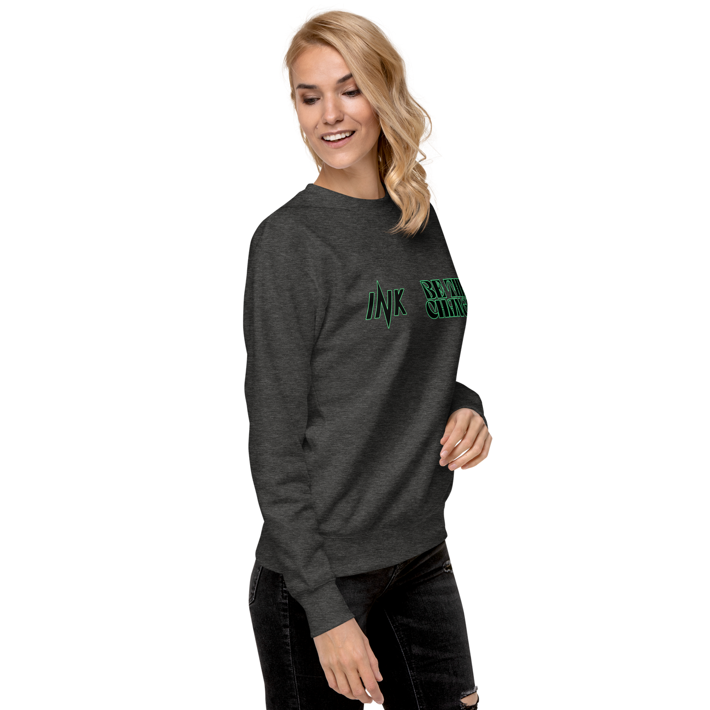 Essential Stylish Crewneck Premium Sweatshirt with "Be The Change" print