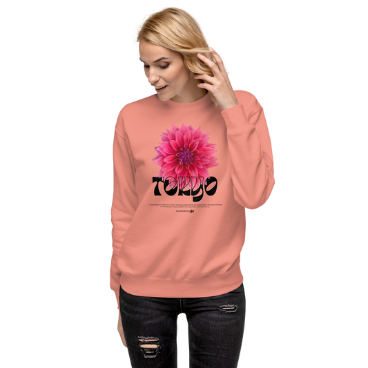 Essential Stylish Crewneck Premium Sweatshirt with “Tokyo - Pink Dahlia” motif