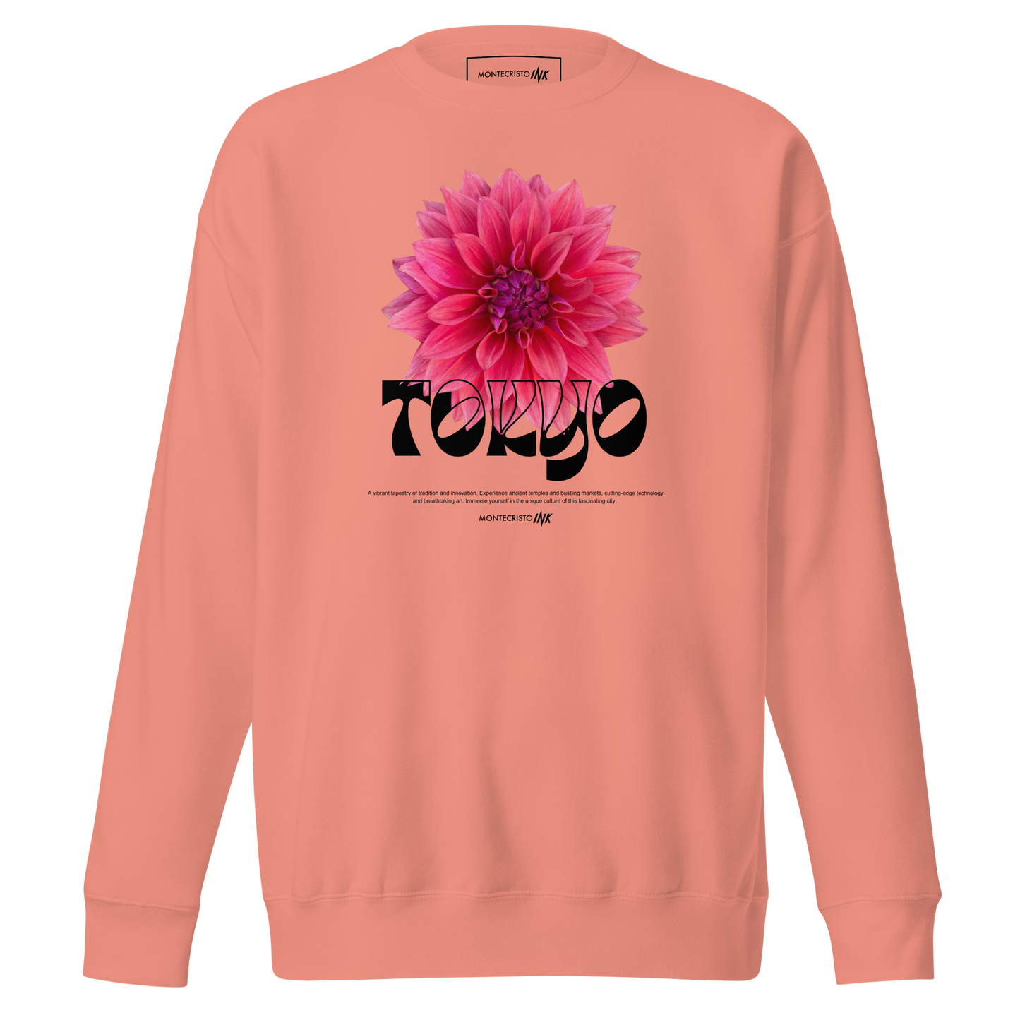 Essential Stylish Crewneck Premium Sweatshirt with “Tokyo - Pink Dahlia” motif