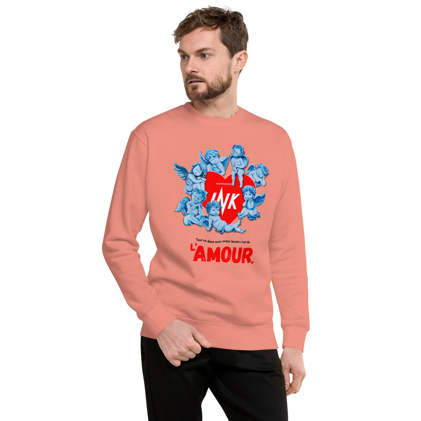 Essential Stylish Crewneck Premium Sweatshirt with "AMOUR" motif