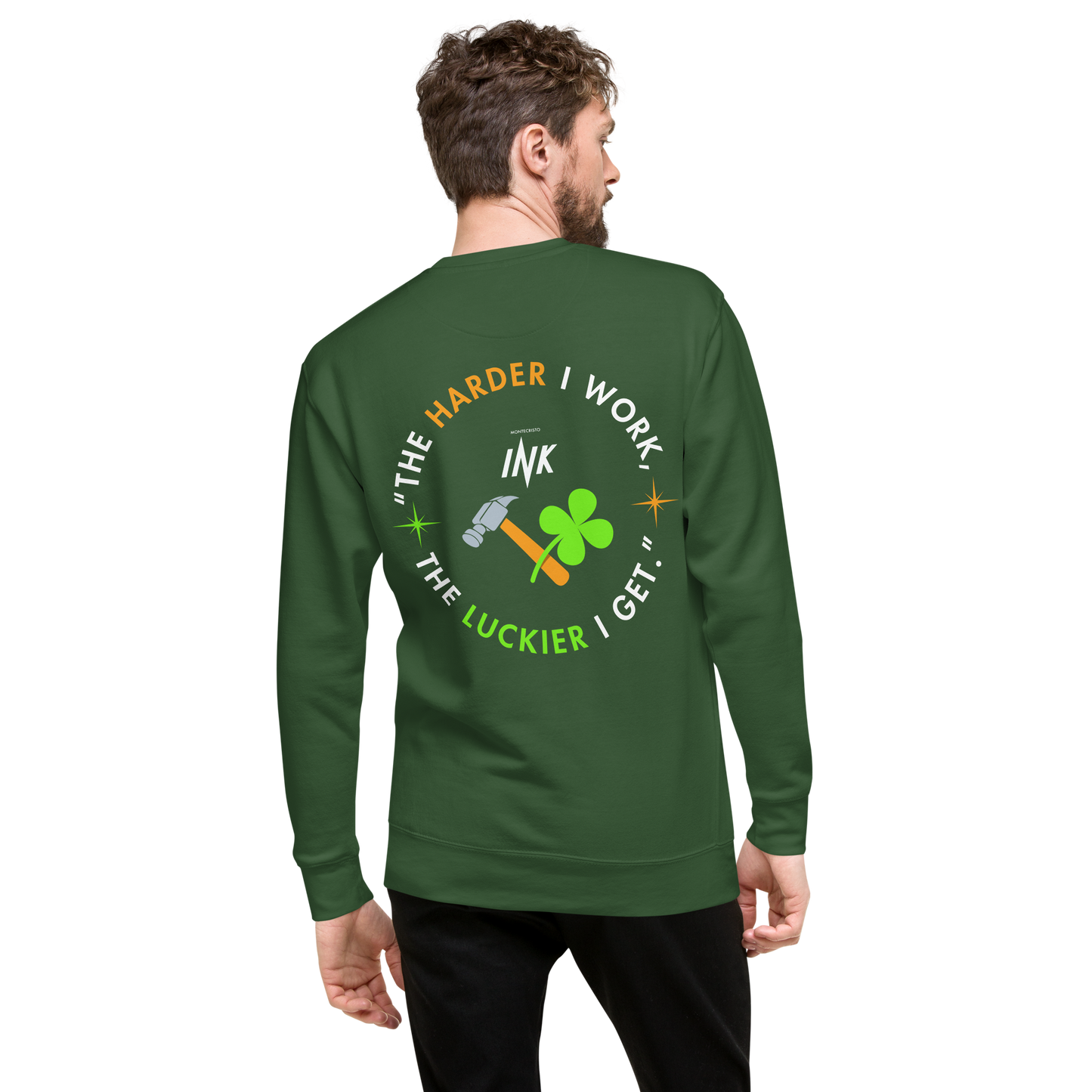 Essential Stylish Crewneck Premium Sweatshirt with "Lucky Worker" motif