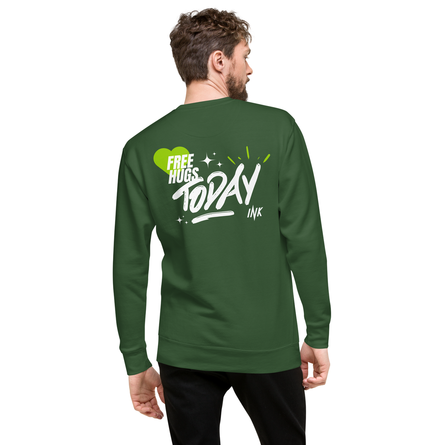 Essential Stylish Crewneck Premium Sweatshirt with "Free Hugs Today" design