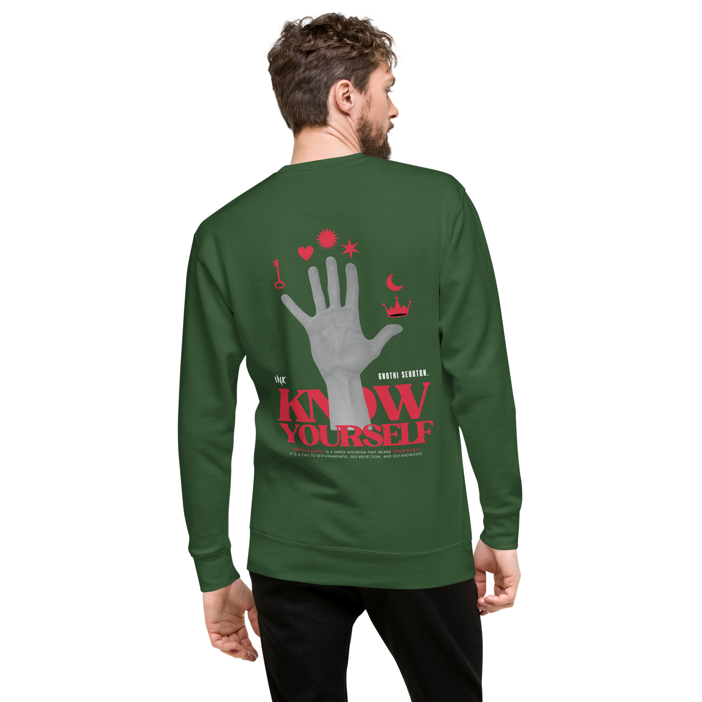 Essential Stylish Crewneck Premium Sweatshirt with "Know Yourself" design