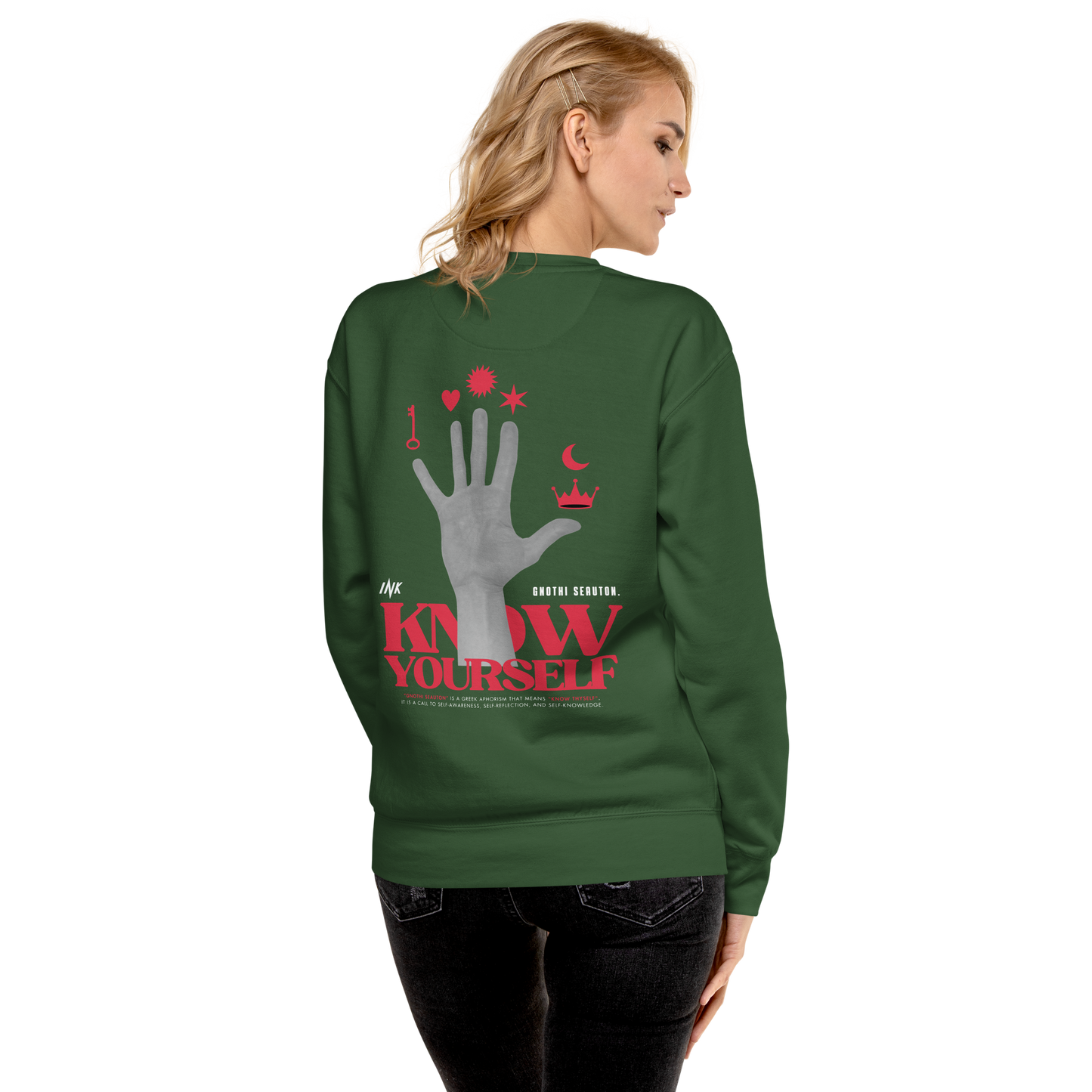 Essential Stylish Crewneck Premium Sweatshirt with "Know Yourself" design