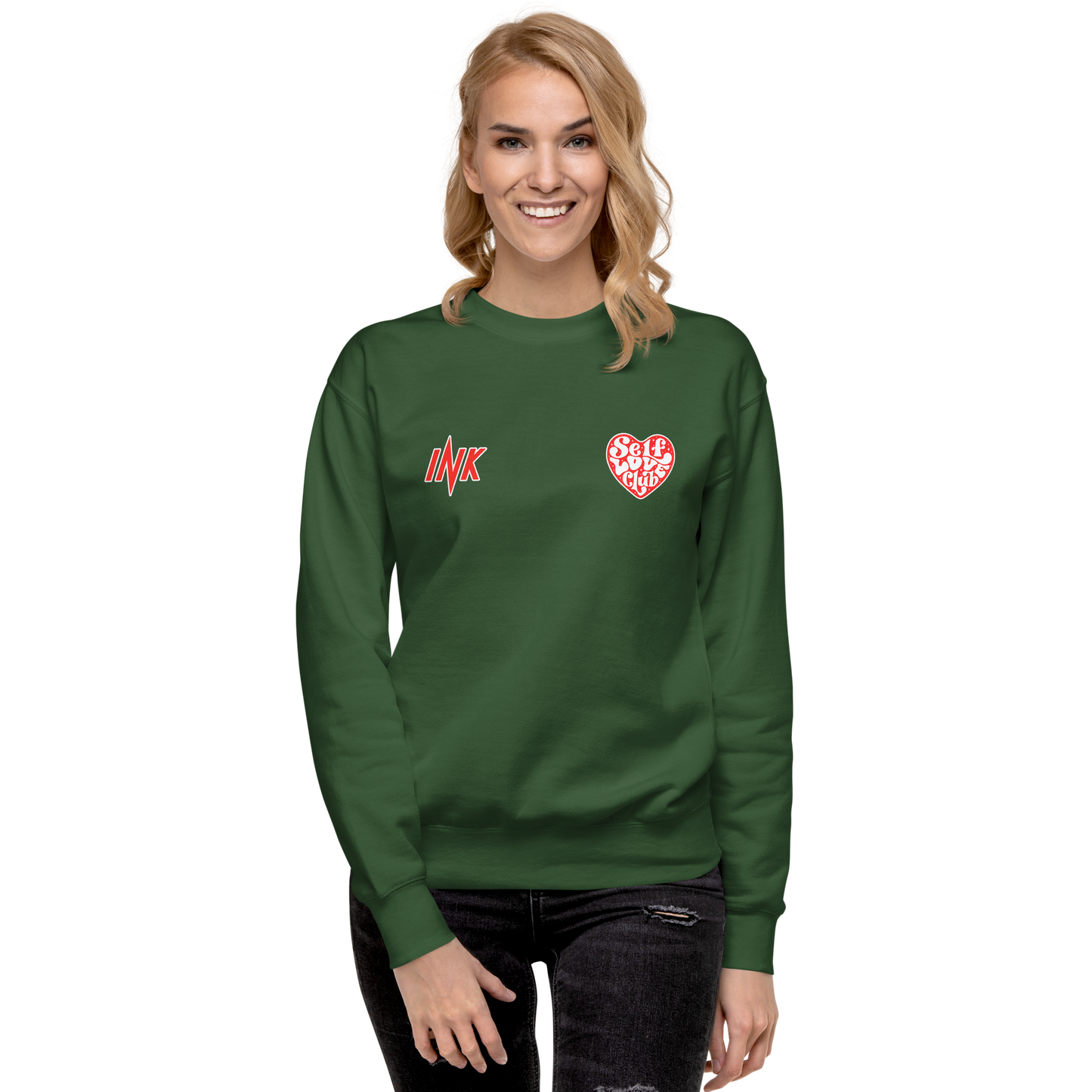 Essential Stylish Crewneck Premium Sweatshirt with "Self Love Club" motif