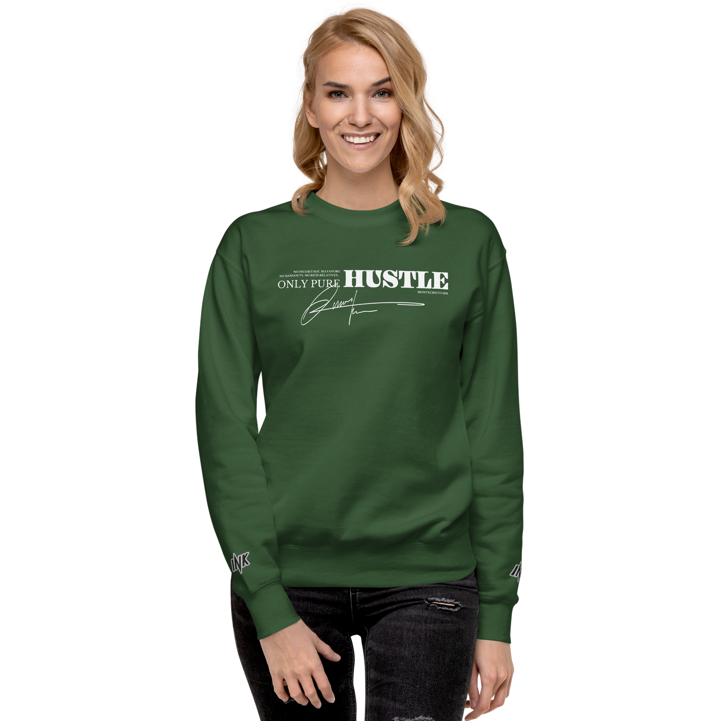 Essential Stylish Crewneck Premium Sweatshirt with "Only Pure Hustle" motif