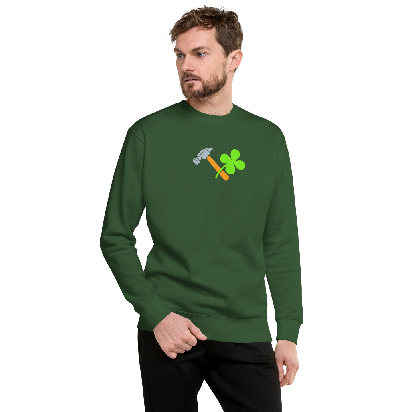 Essential Stylish Crewneck Premium Sweatshirt with "Lucky Worker" motif