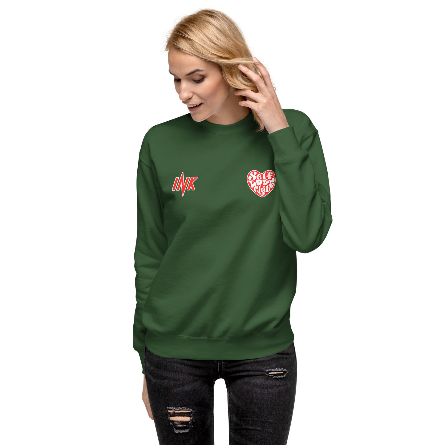 Essential Stylish Crewneck Premium Sweatshirt with "Self Love Club" motif