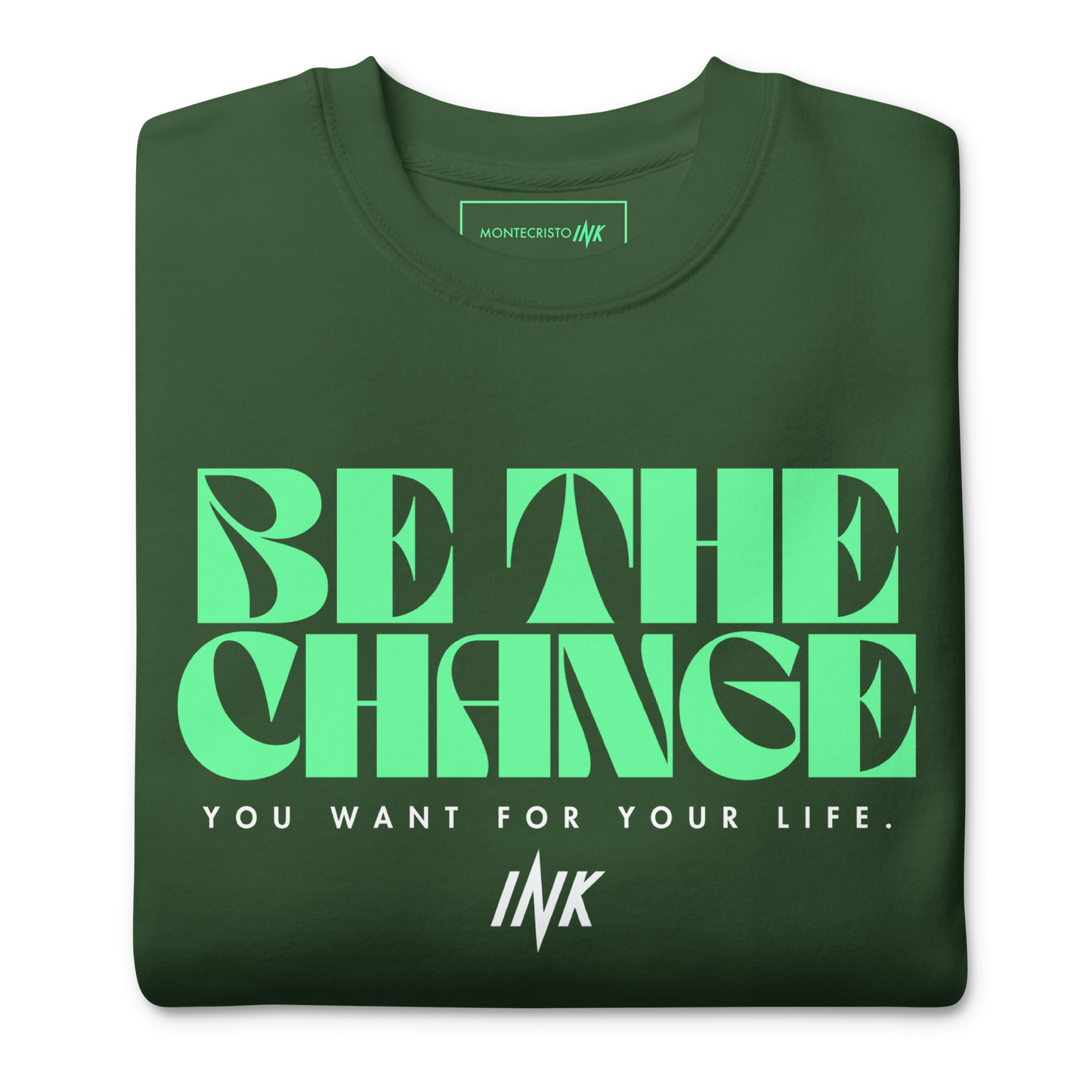 Essential Stylish Crewneck Premium Sweatshirt with "Be The Change" print