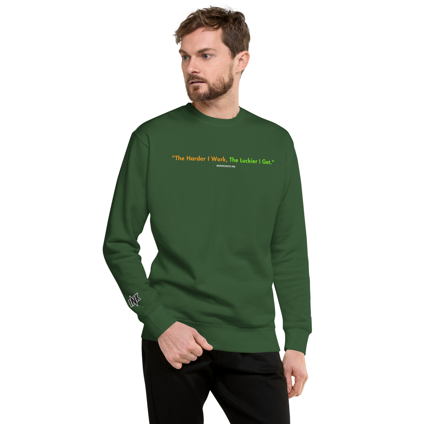 Essential Stylish Crewneck Premium Sweatshirt with "Lucky Worker" motif