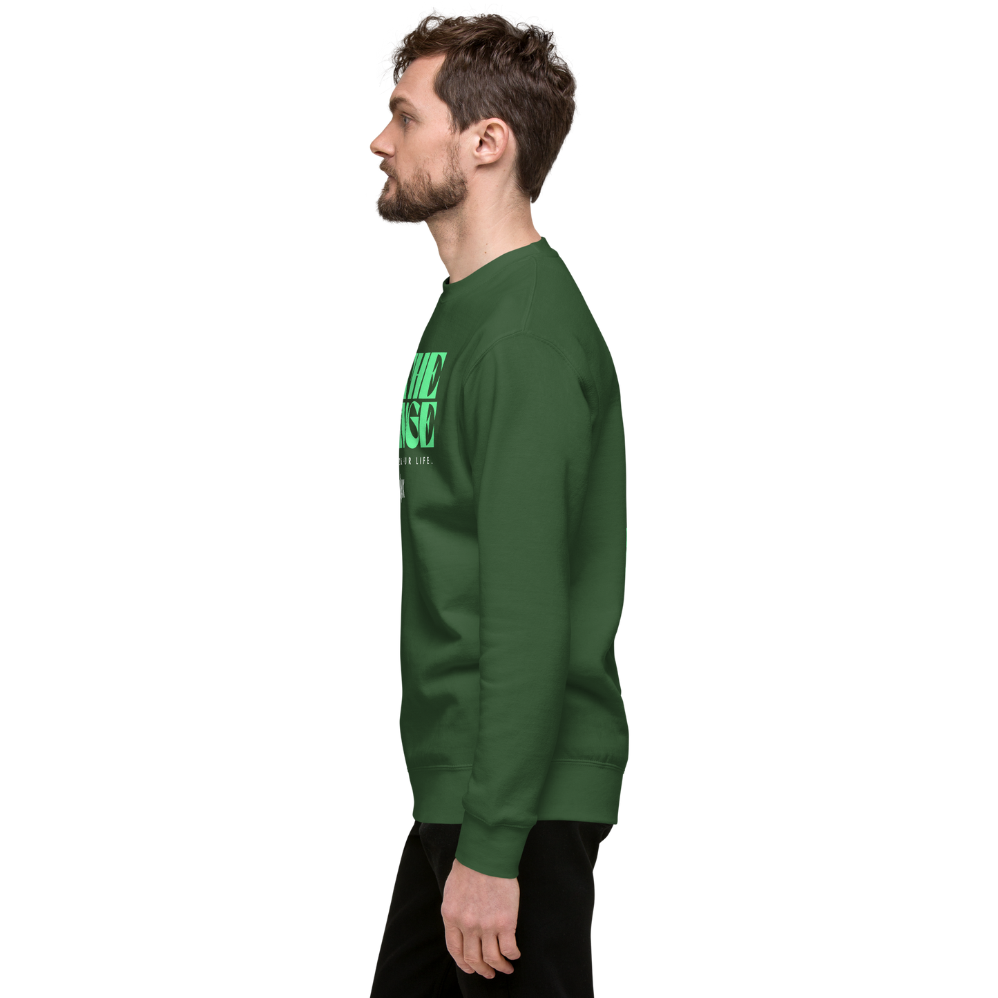 Essential Stylish Crewneck Premium Sweatshirt with "Be The Change" print