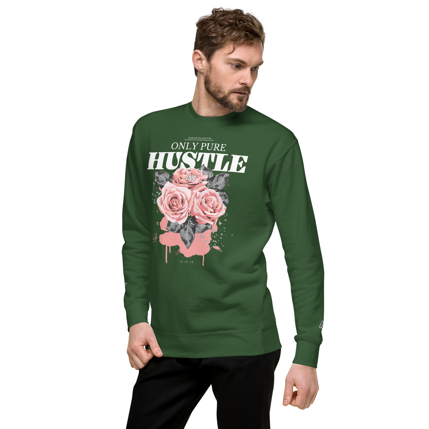 Essential Stylish Crewneck Premium Sweatshirt with "Only Pure Hustle" motif