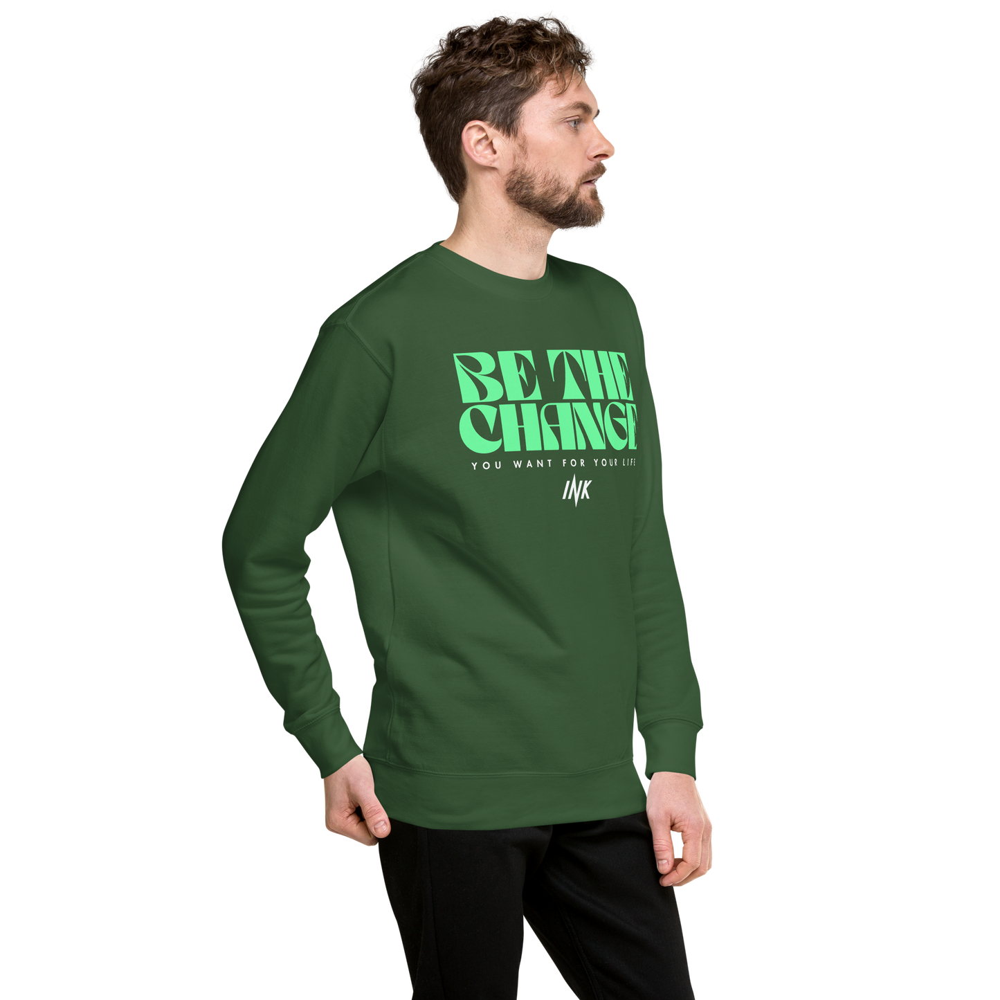 Essential Stylish Crewneck Premium Sweatshirt with "Be The Change" print