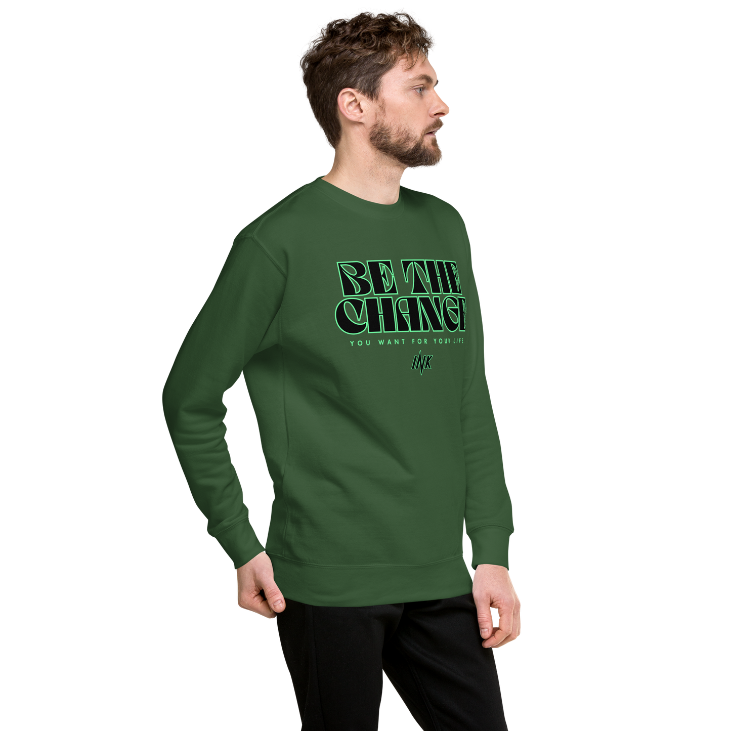 Essential Stylish Crewneck Premium Sweatshirt with "Be The Change" print