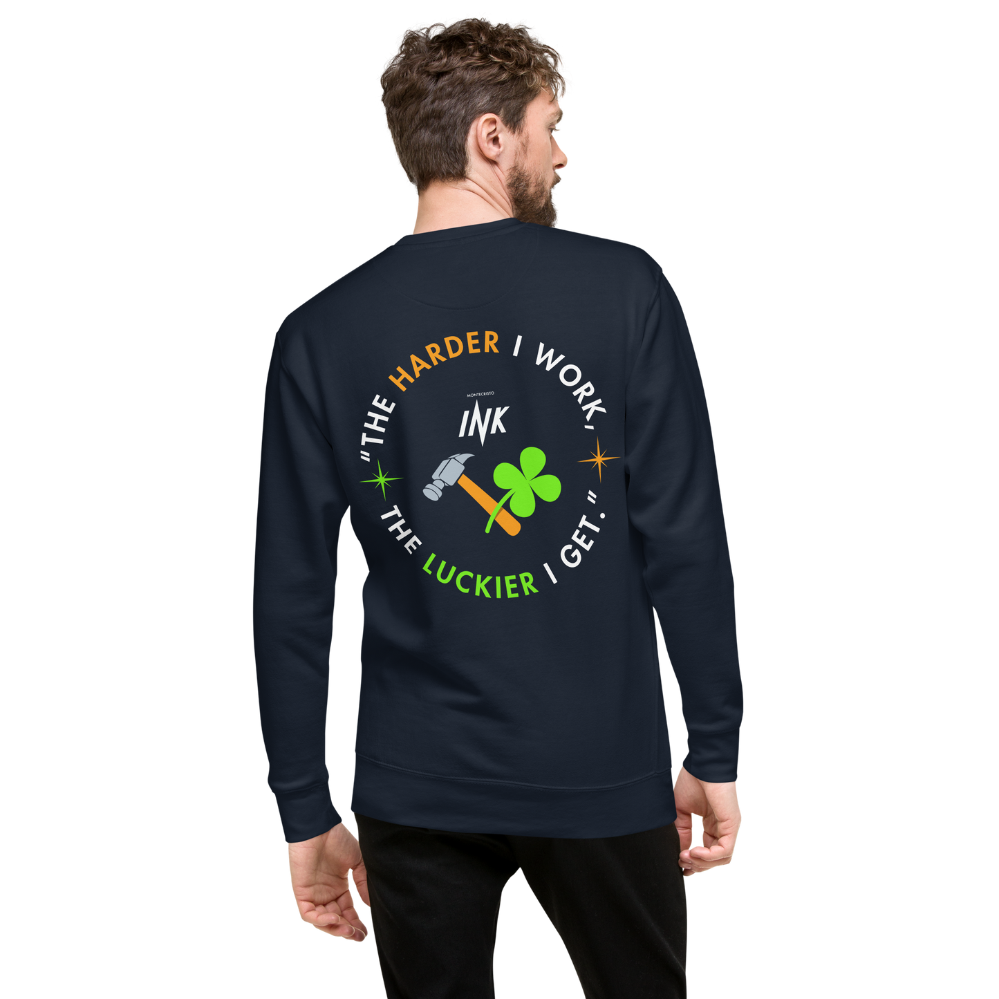 Essential Stylish Crewneck Premium Sweatshirt with "Lucky Worker" motif