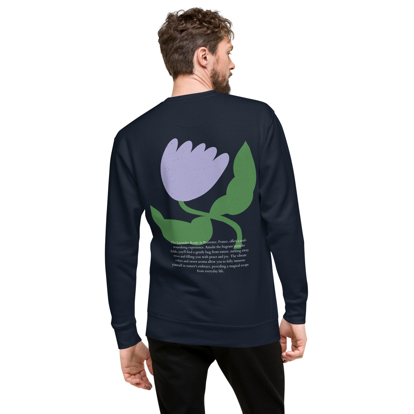 Essential Stylish Crewneck Premium Sweatshirt with “The Lavender Route” motif