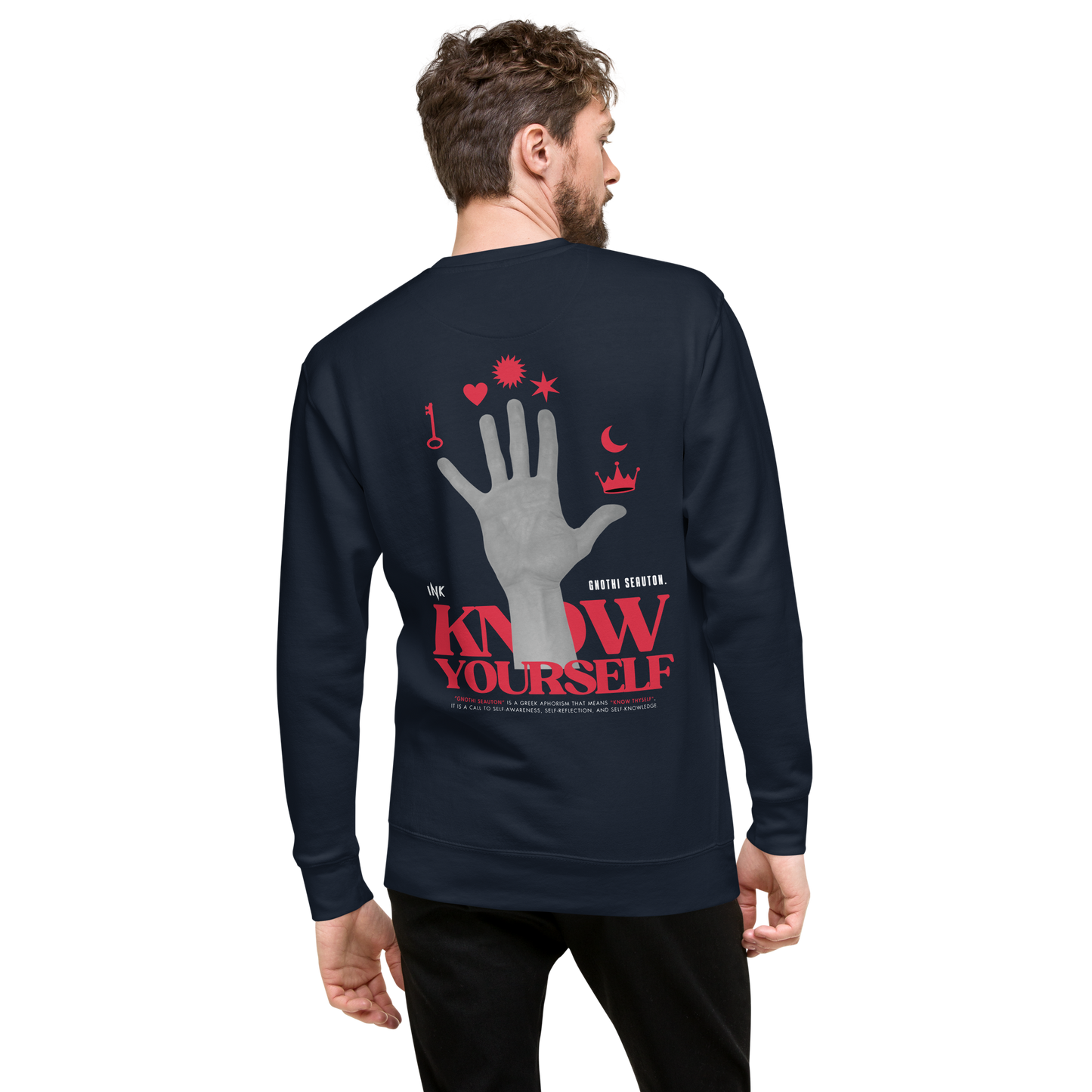 Essential Stylish Crewneck Premium Sweatshirt with "Know Yourself" design