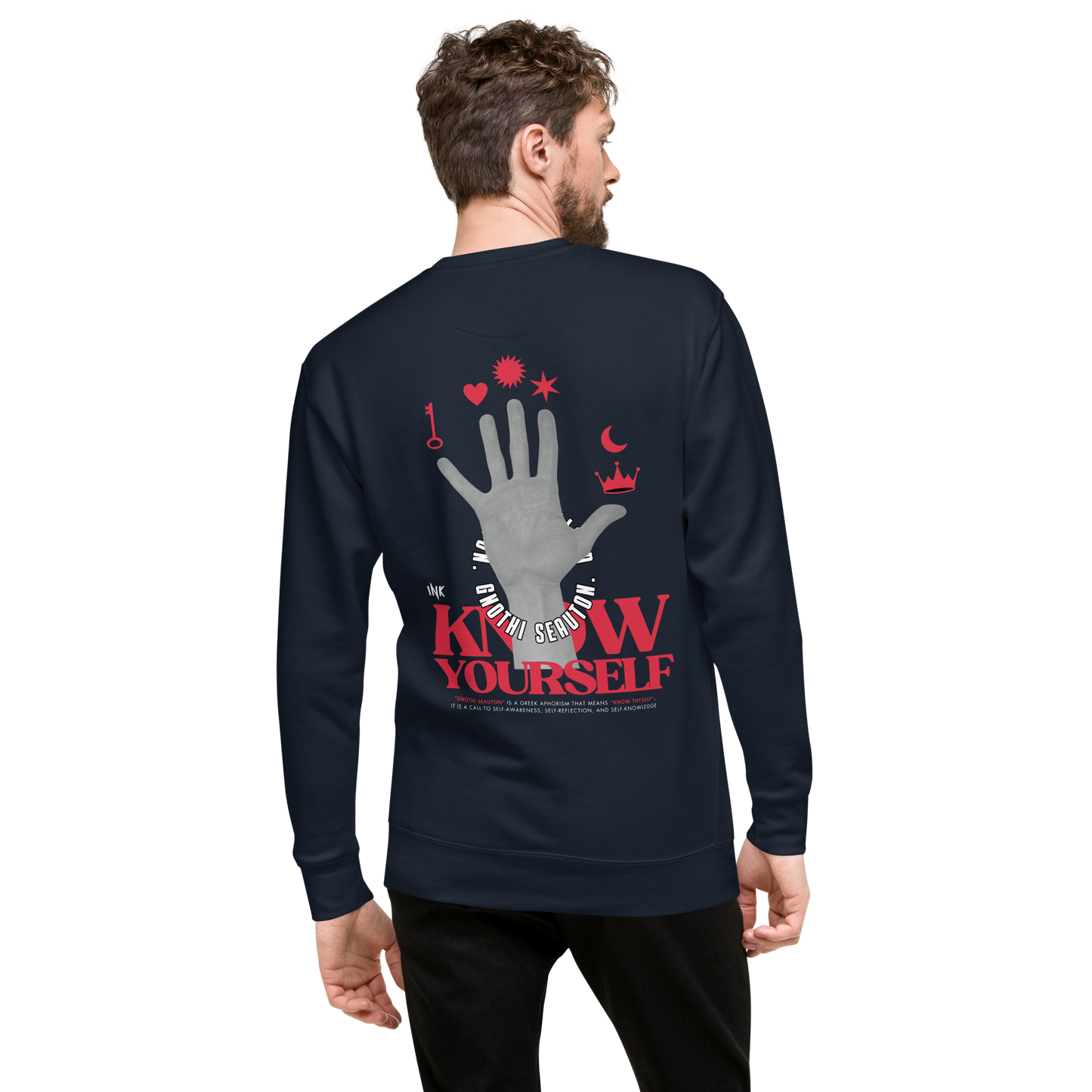 Essential Stylish Crewneck Premium Sweatshirt with "Know Yourself" design