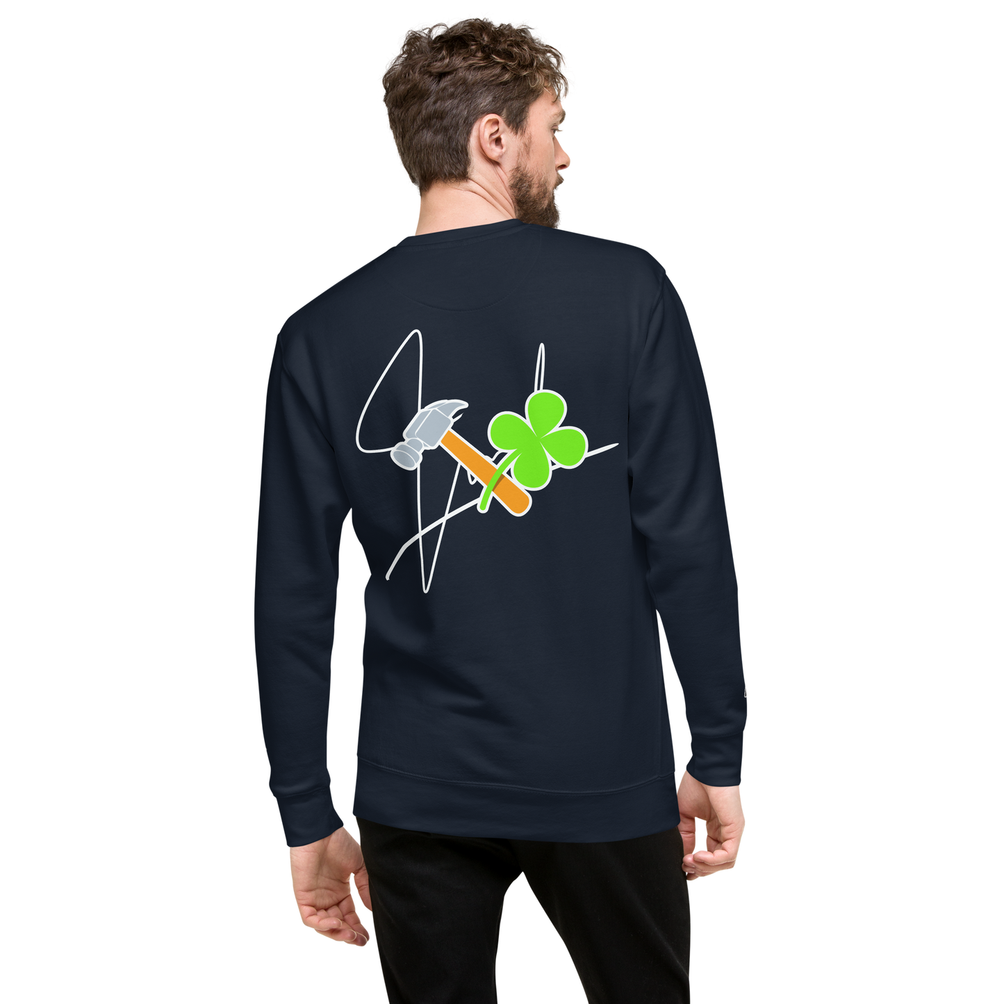 Essential Stylish Crewneck Premium Sweatshirt with "Lucky Worker" motif