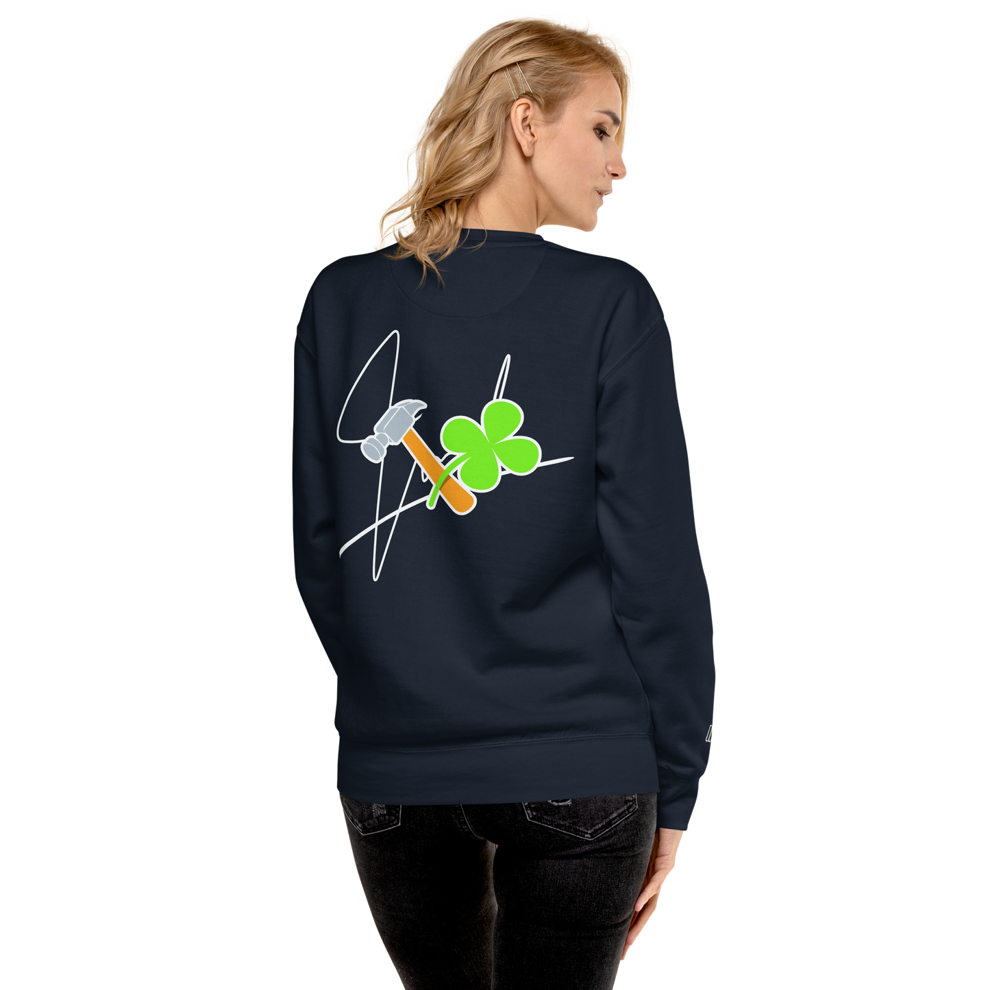 Essential Stylish Crewneck Premium Sweatshirt with "Lucky Worker" motif