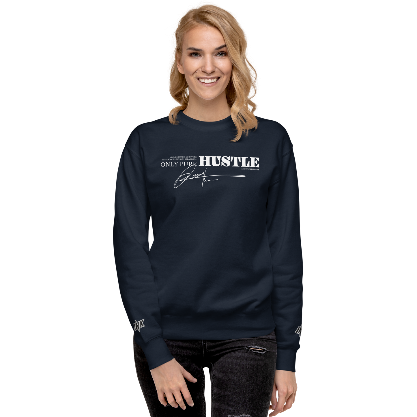 Essential Stylish Crewneck Premium Sweatshirt with "Only Pure Hustle" motif