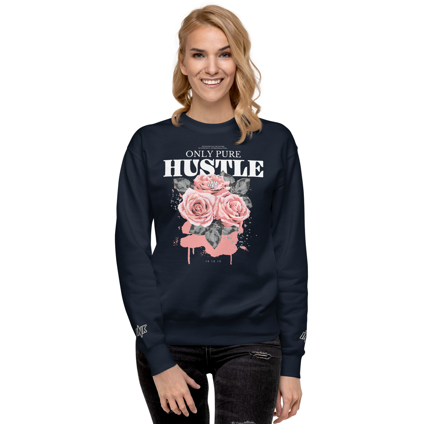 Essential Stylish Crewneck Premium Sweatshirt with "Only Pure Hustle" motif