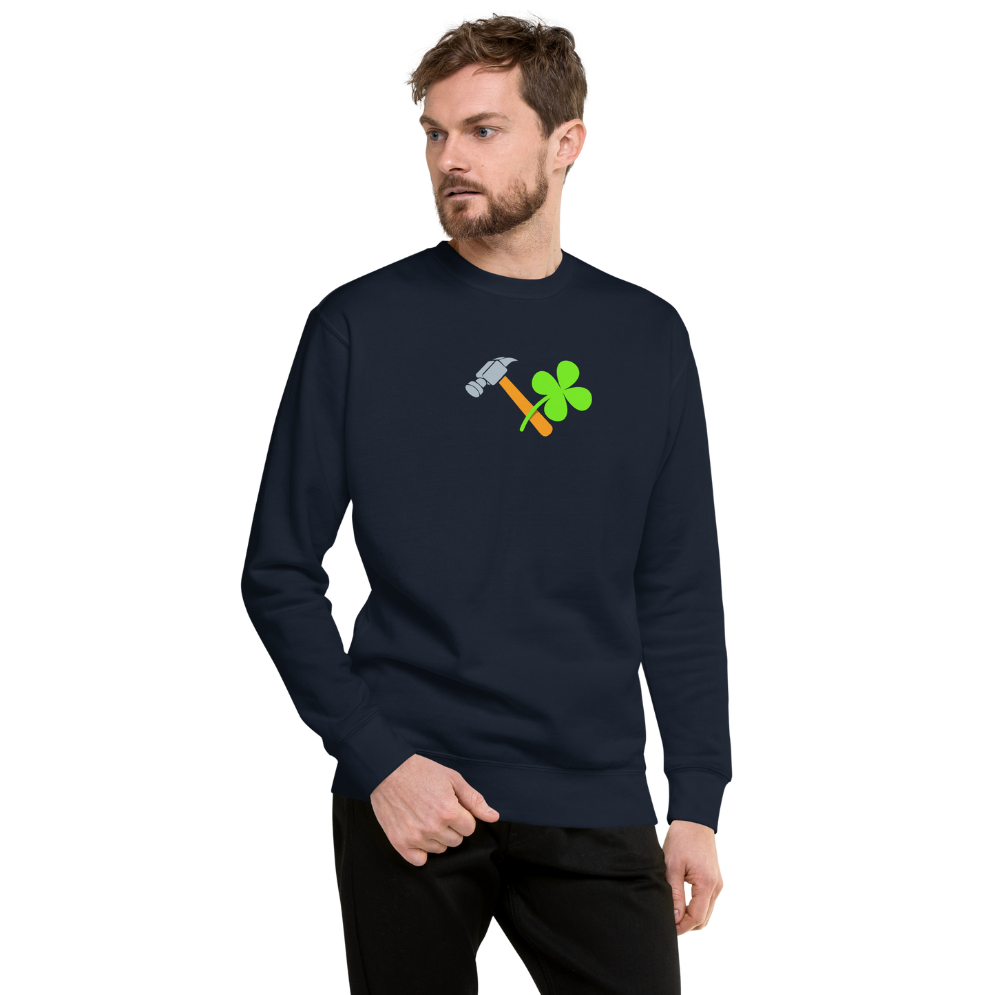 Essential Stylish Crewneck Premium Sweatshirt with "Lucky Worker" motif