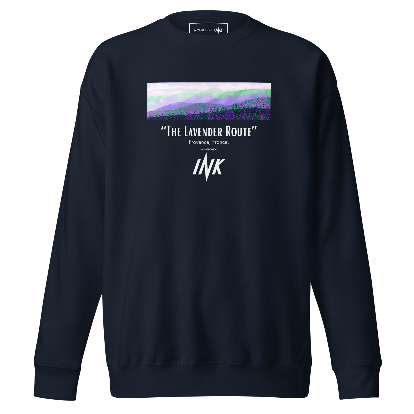 Essential Stylish Crewneck Premium Sweatshirt with “The Lavender Route” motif