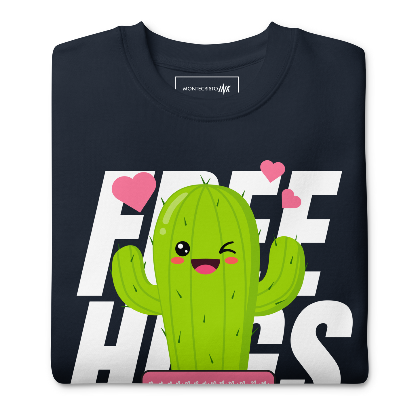 Essential Stylish Crewneck Premium Sweatshirt with "Free Hugs Today" design