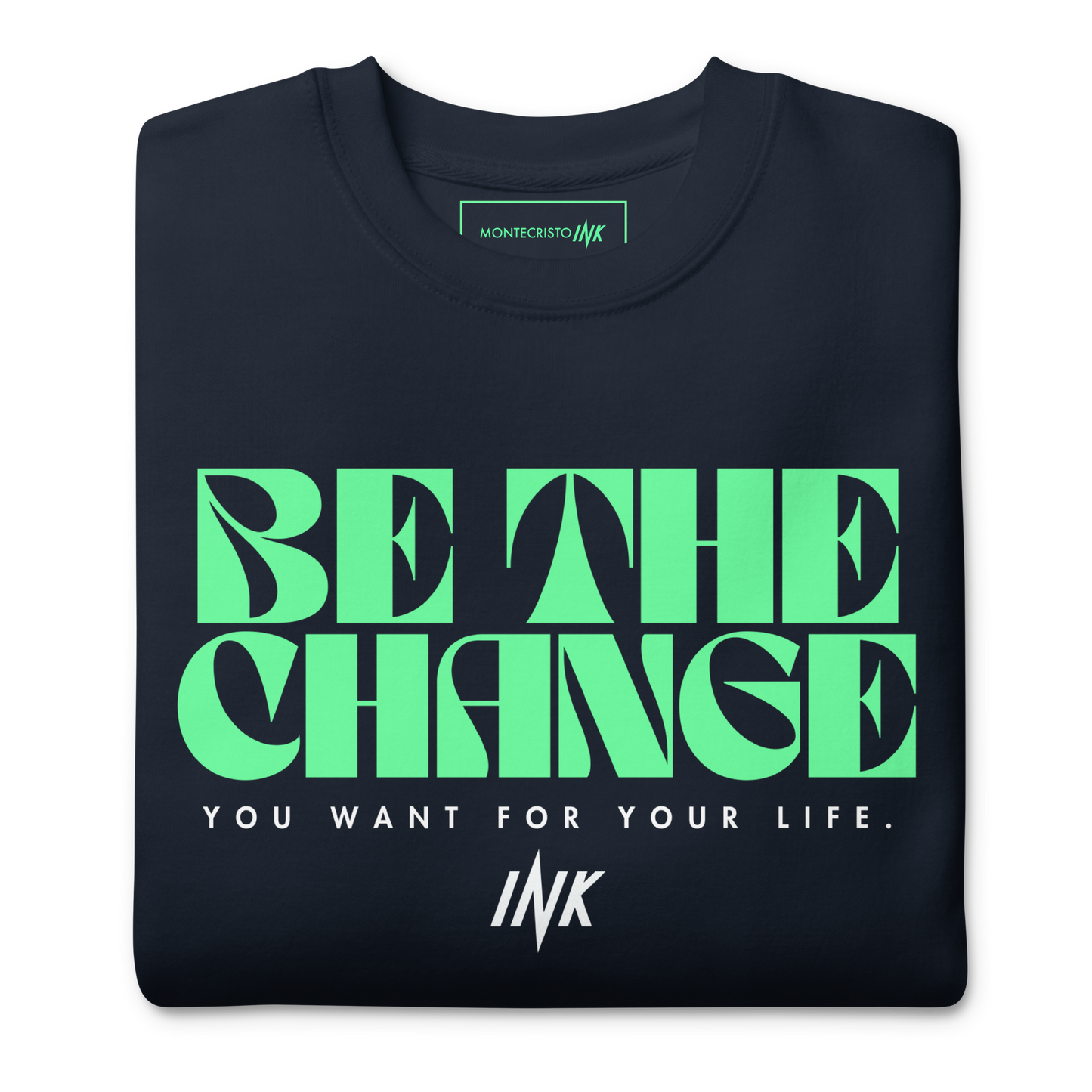 Essential Stylish Crewneck Premium Sweatshirt with "Be The Change" print