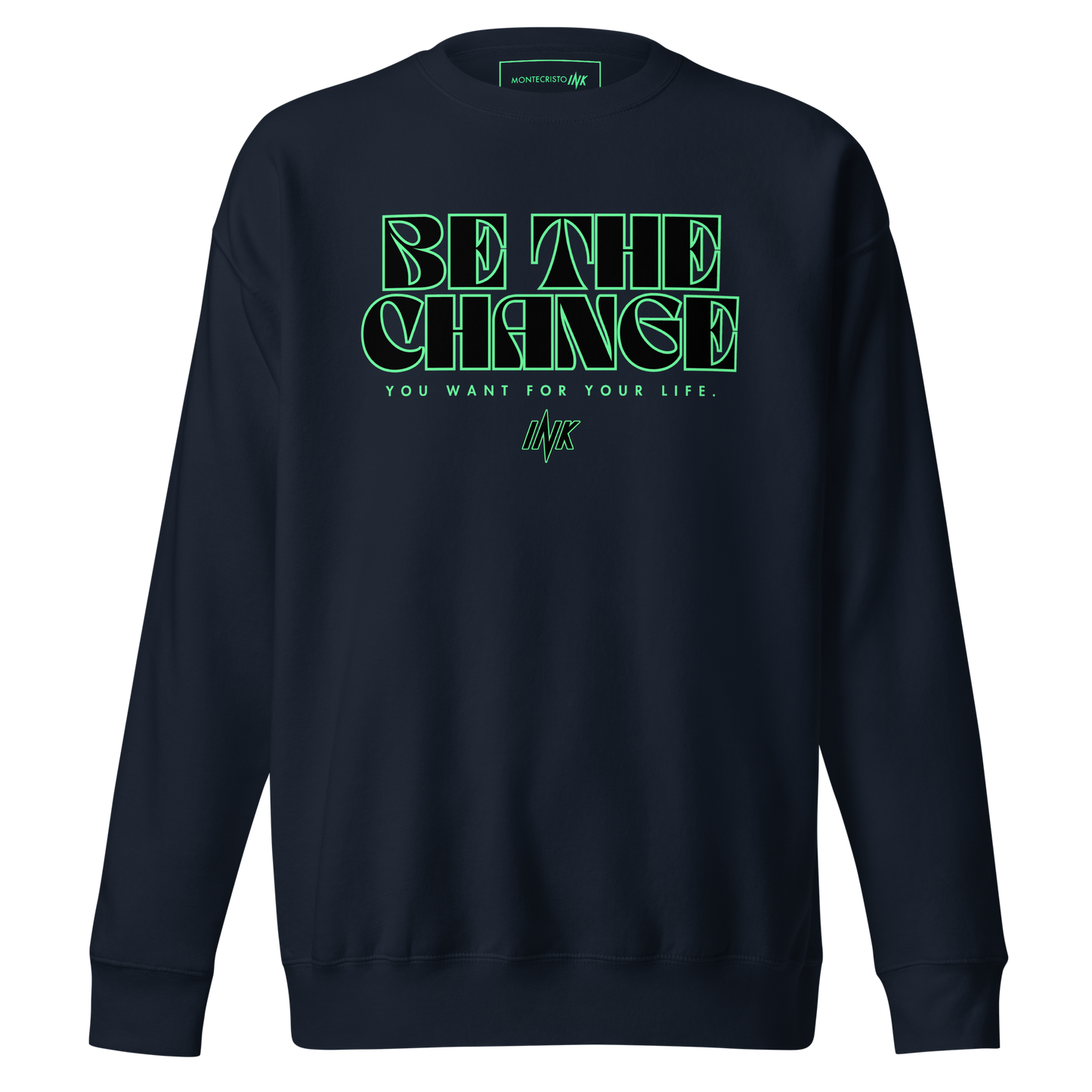 Essential Stylish Crewneck Premium Sweatshirt with "Be The Change" print