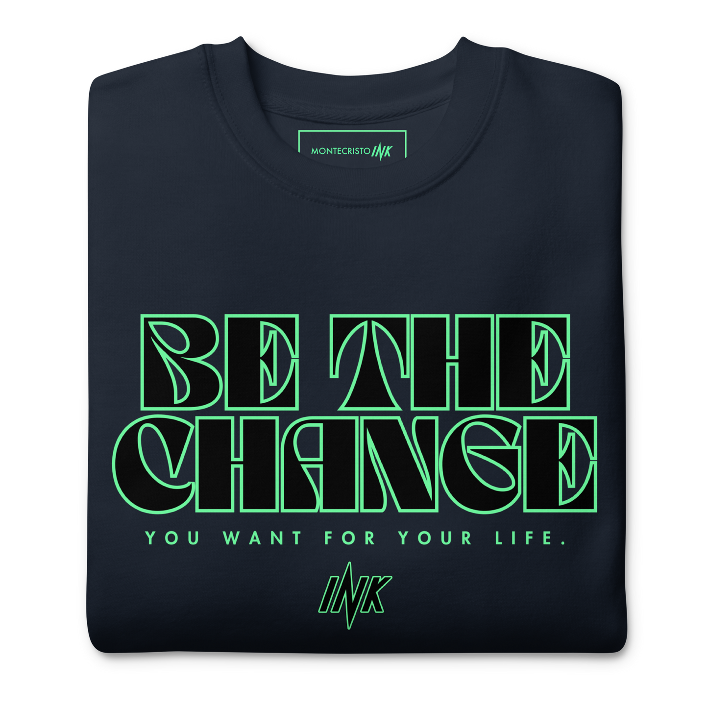 Essential Stylish Crewneck Premium Sweatshirt with "Be The Change" print