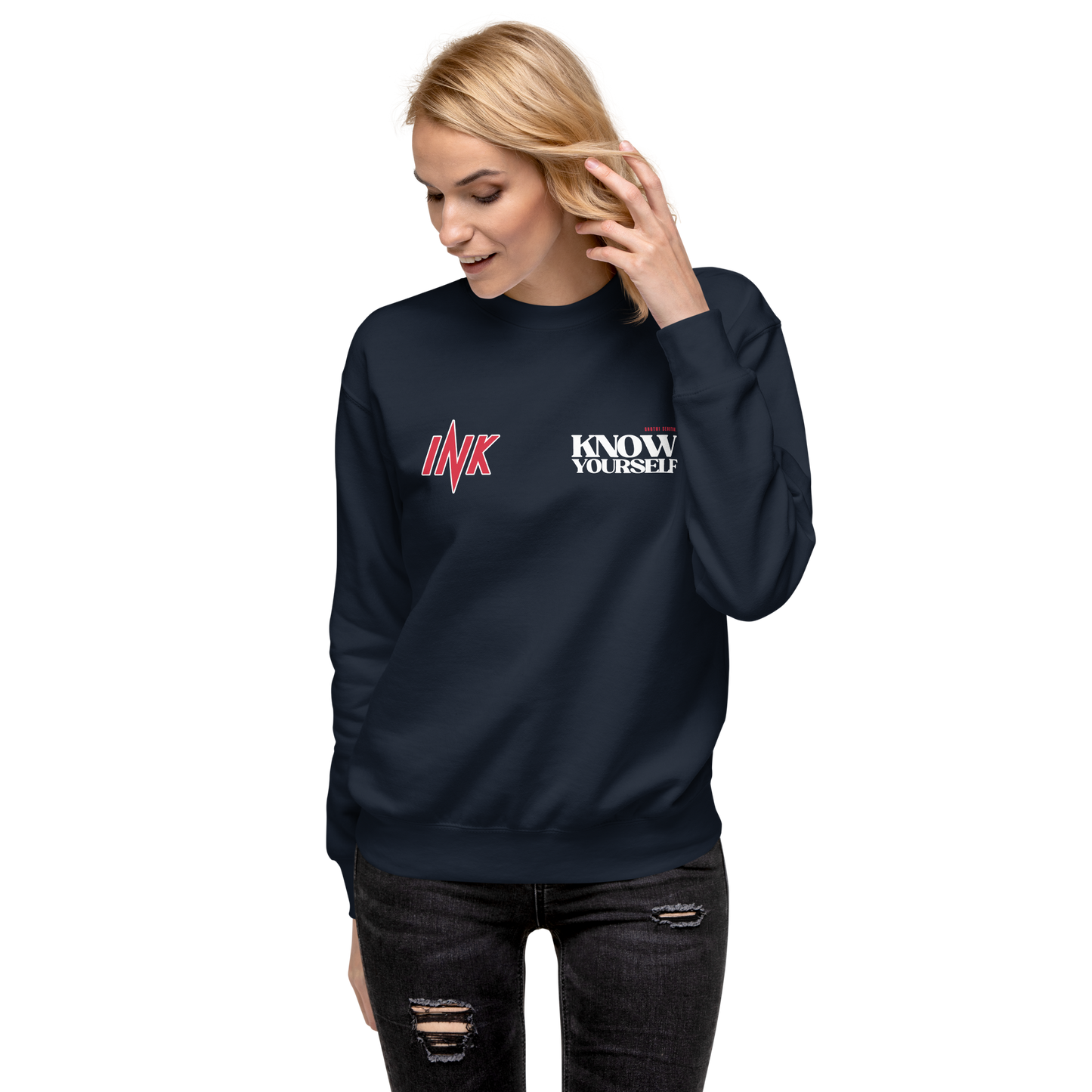 Essential Stylish Crewneck Premium Sweatshirt with "Know Yourself" design