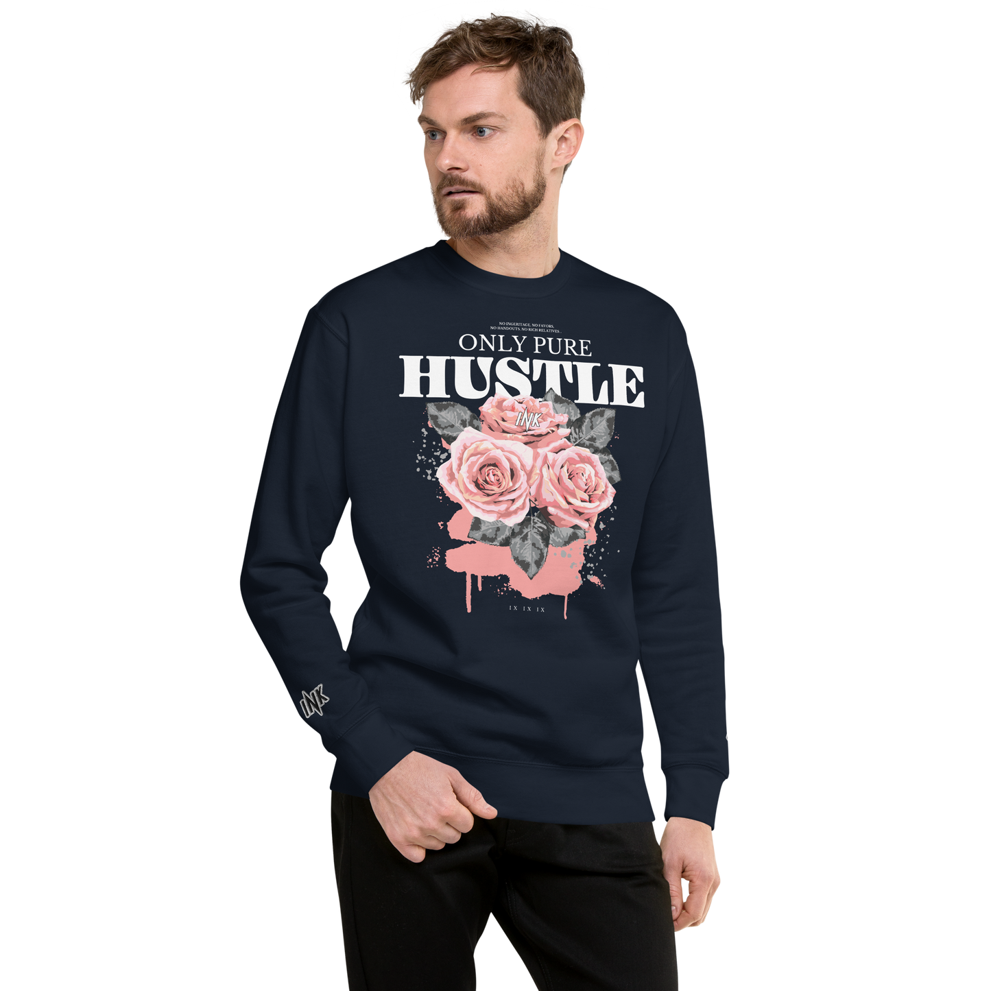 Essential Stylish Crewneck Premium Sweatshirt with "Only Pure Hustle" motif