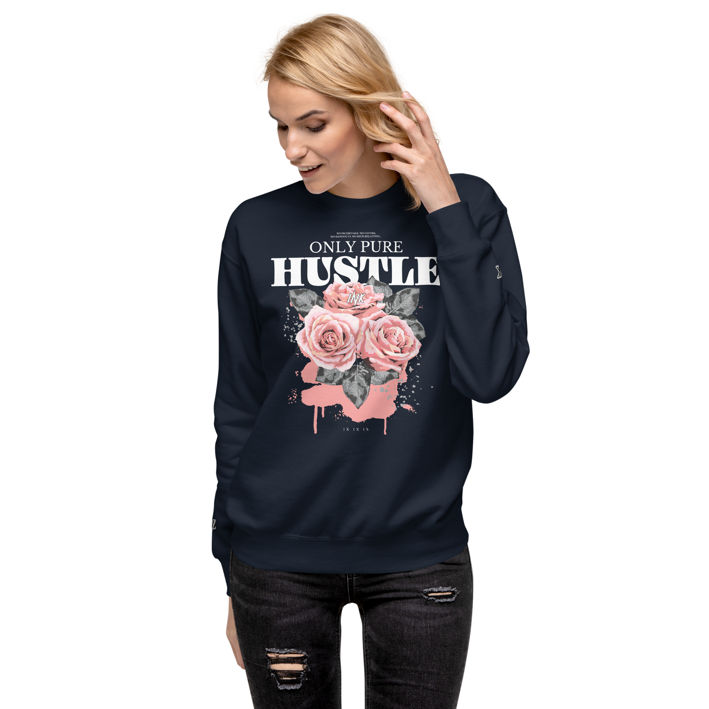 Essential Stylish Crewneck Premium Sweatshirt with "Only Pure Hustle" motif