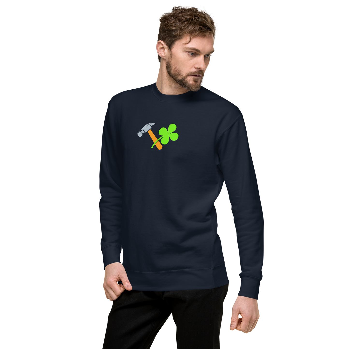 Essential Stylish Crewneck Premium Sweatshirt with "Lucky Worker" motif