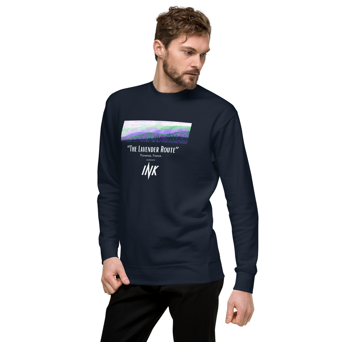 Essential Stylish Crewneck Premium Sweatshirt with “The Lavender Route” motif