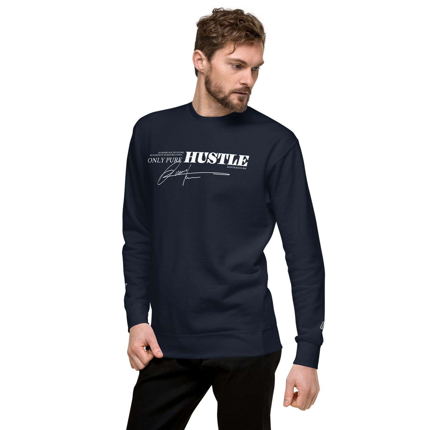 Essential Stylish Crewneck Premium Sweatshirt with "Only Pure Hustle" motif