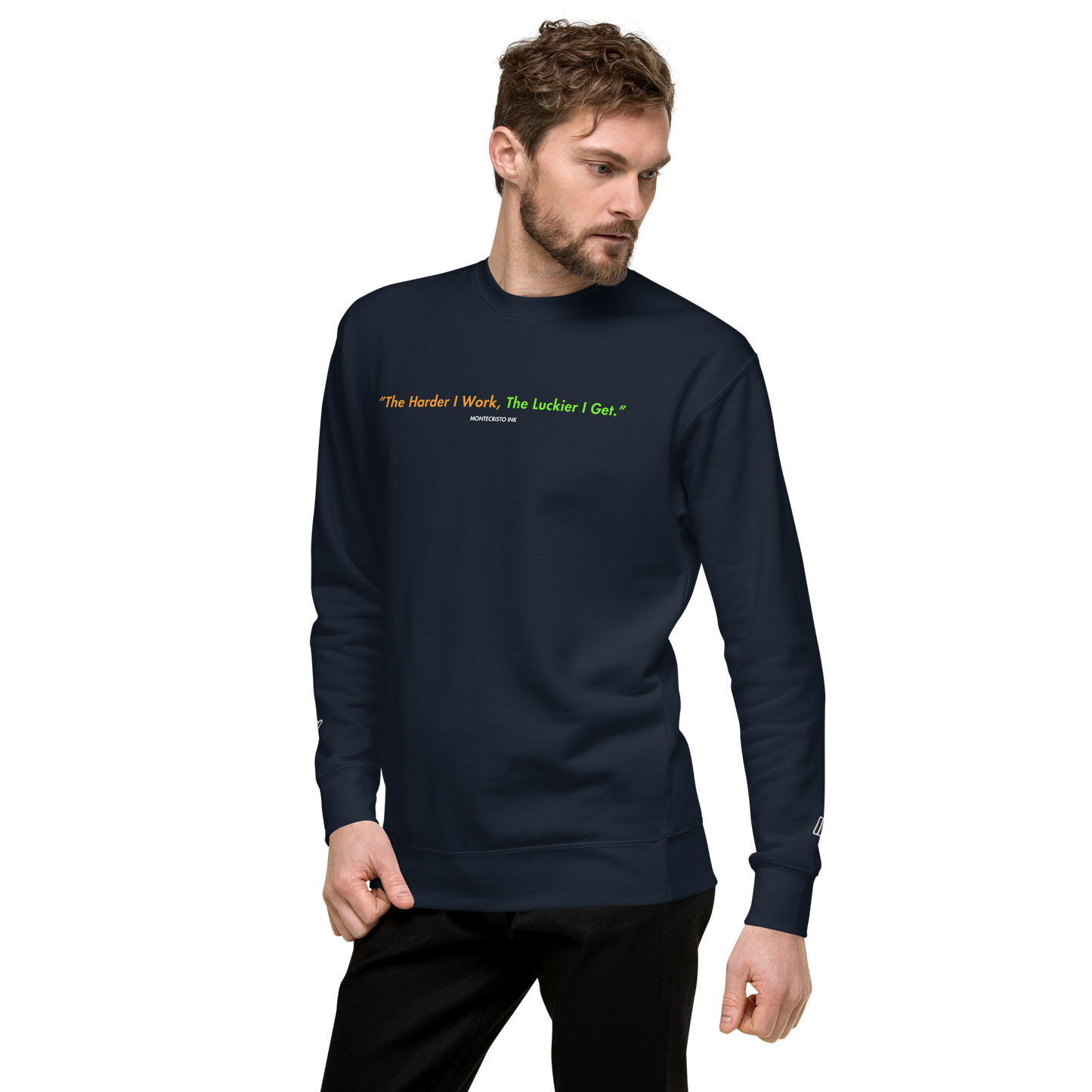 Essential Stylish Crewneck Premium Sweatshirt with "Lucky Worker" motif