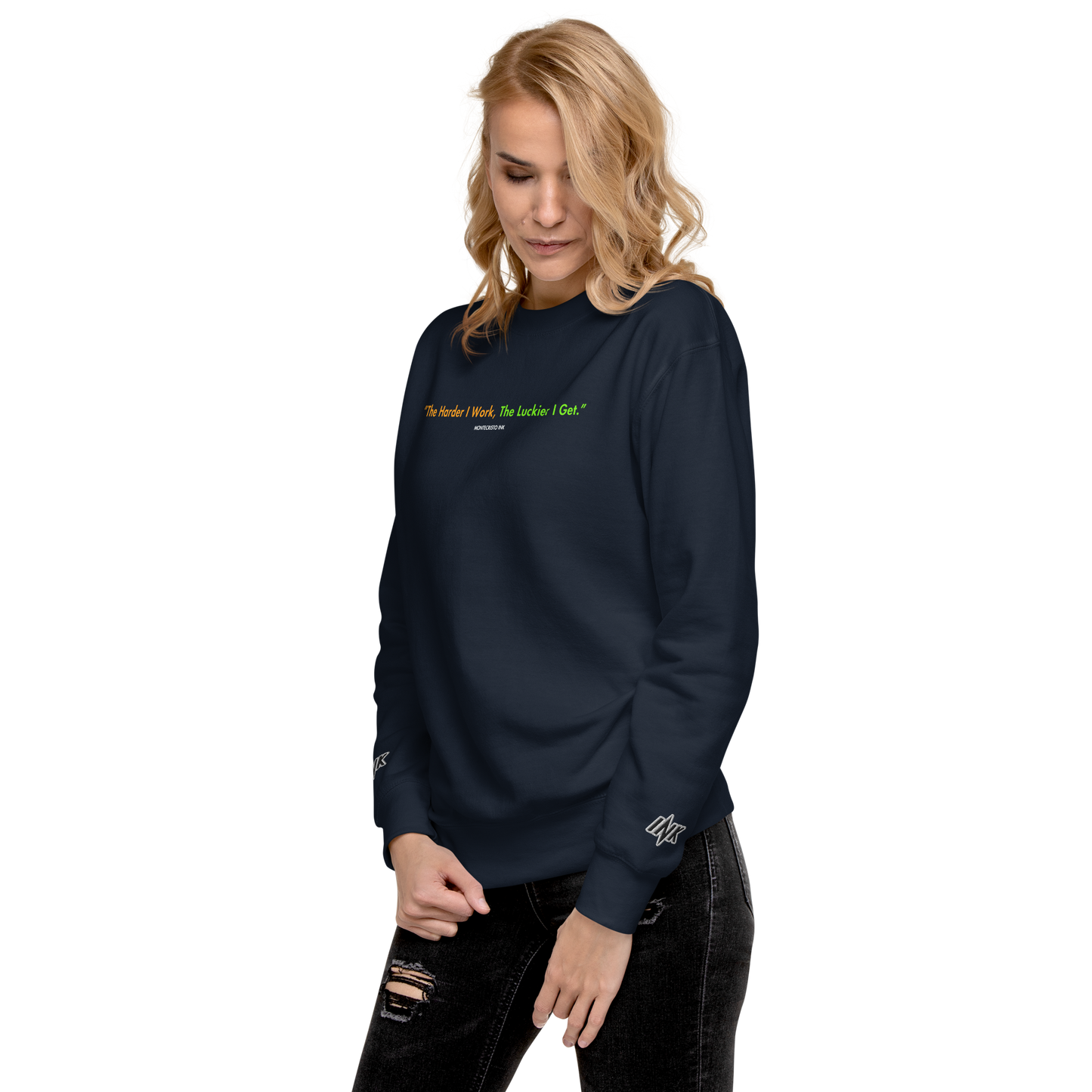 Essential Stylish Crewneck Premium Sweatshirt with "Lucky Worker" motif