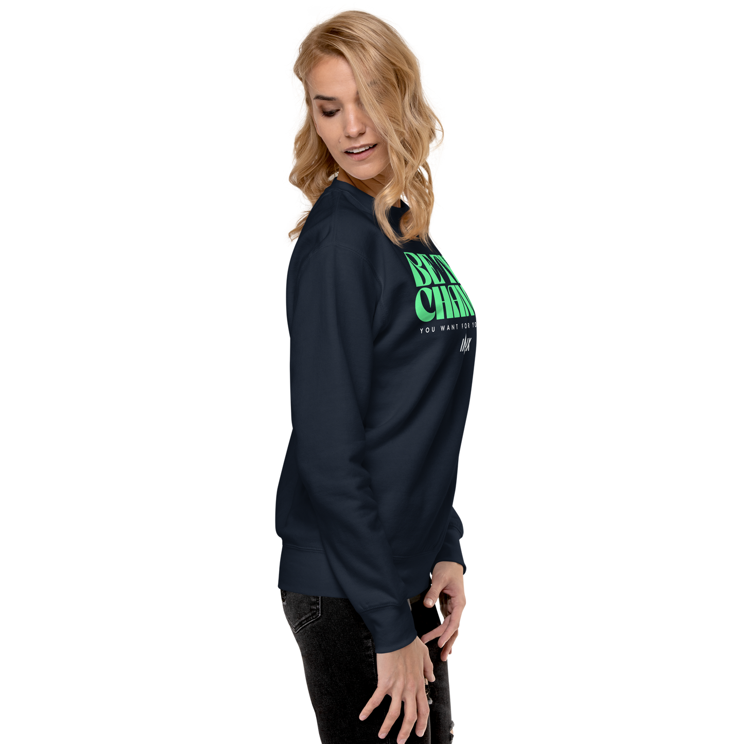 Essential Stylish Crewneck Premium Sweatshirt with "Be The Change" print