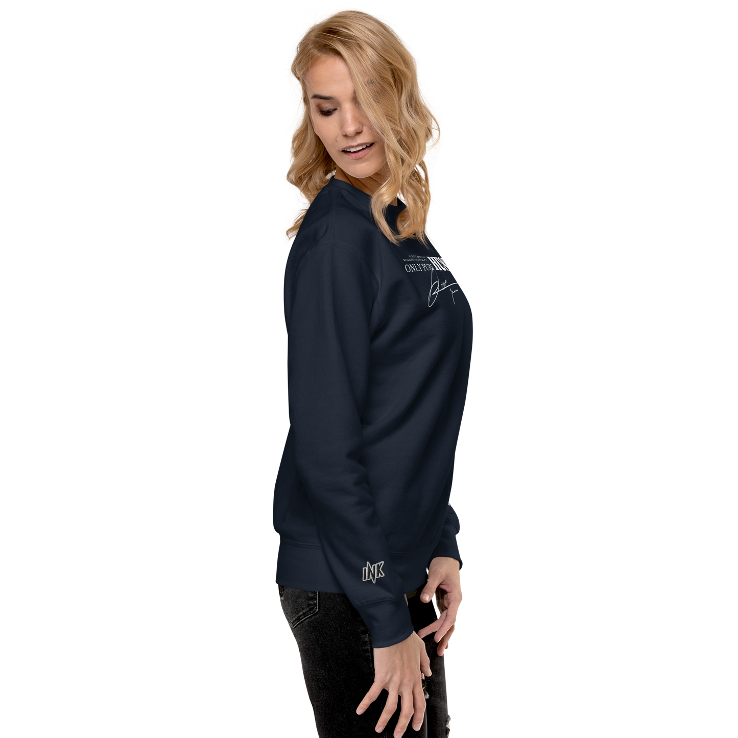 Essential Stylish Crewneck Premium Sweatshirt with "Only Pure Hustle" motif