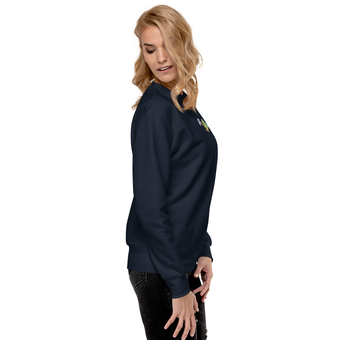 Essential Stylish Crewneck Premium Sweatshirt with embroidered "Lucky Worker" motif