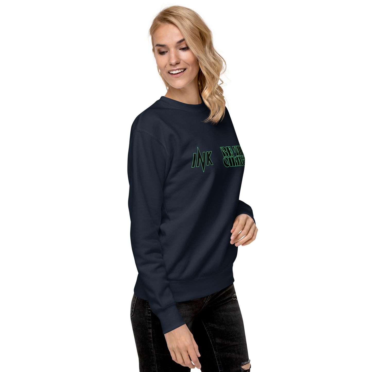 Essential Stylish Crewneck Premium Sweatshirt with "Be The Change" print