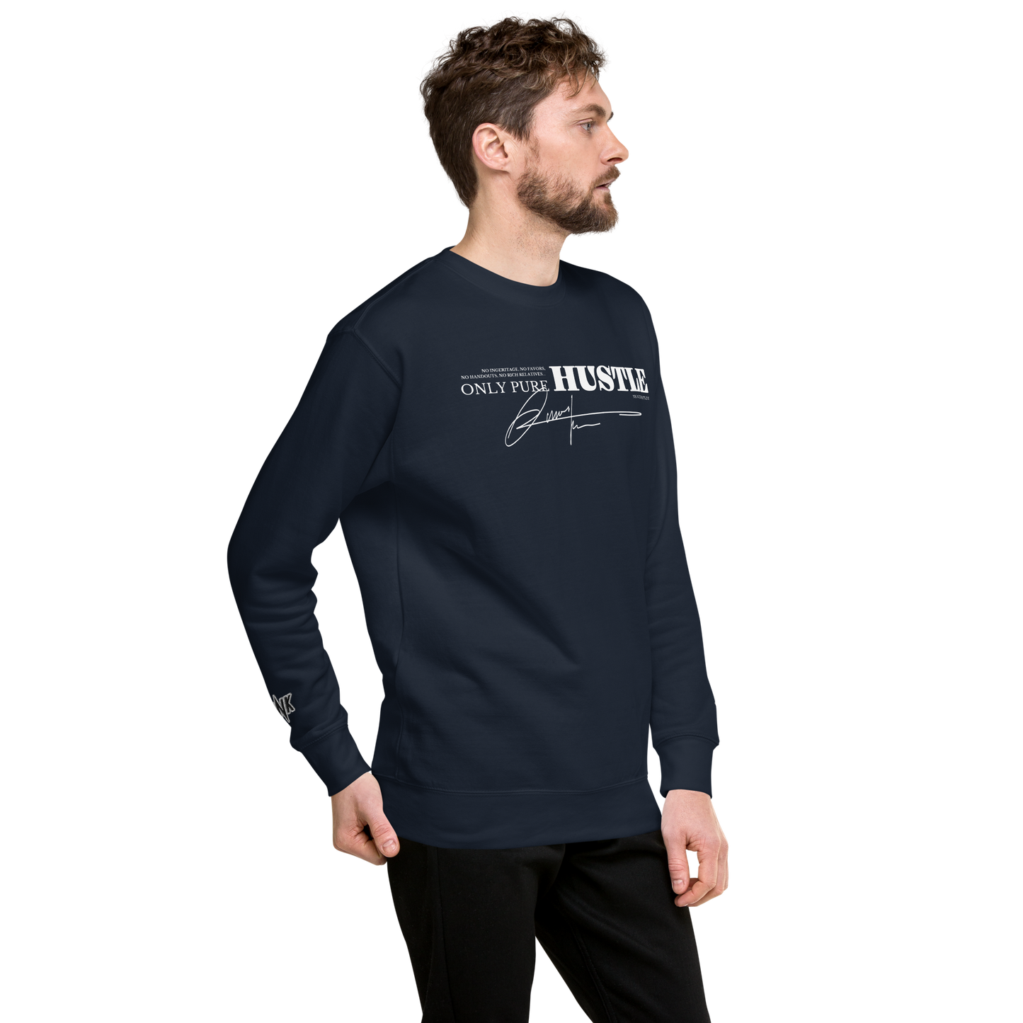 Essential Stylish Crewneck Premium Sweatshirt with "Only Pure Hustle" motif