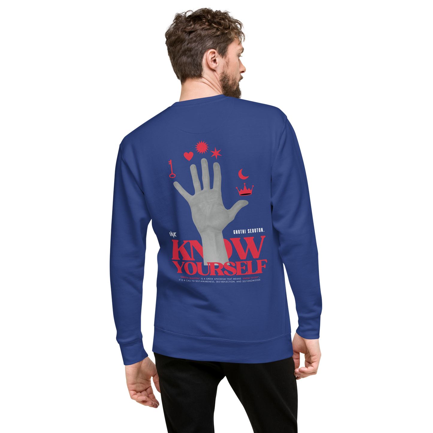 Essential Stylish Crewneck Premium Sweatshirt with "Know Yourself" design