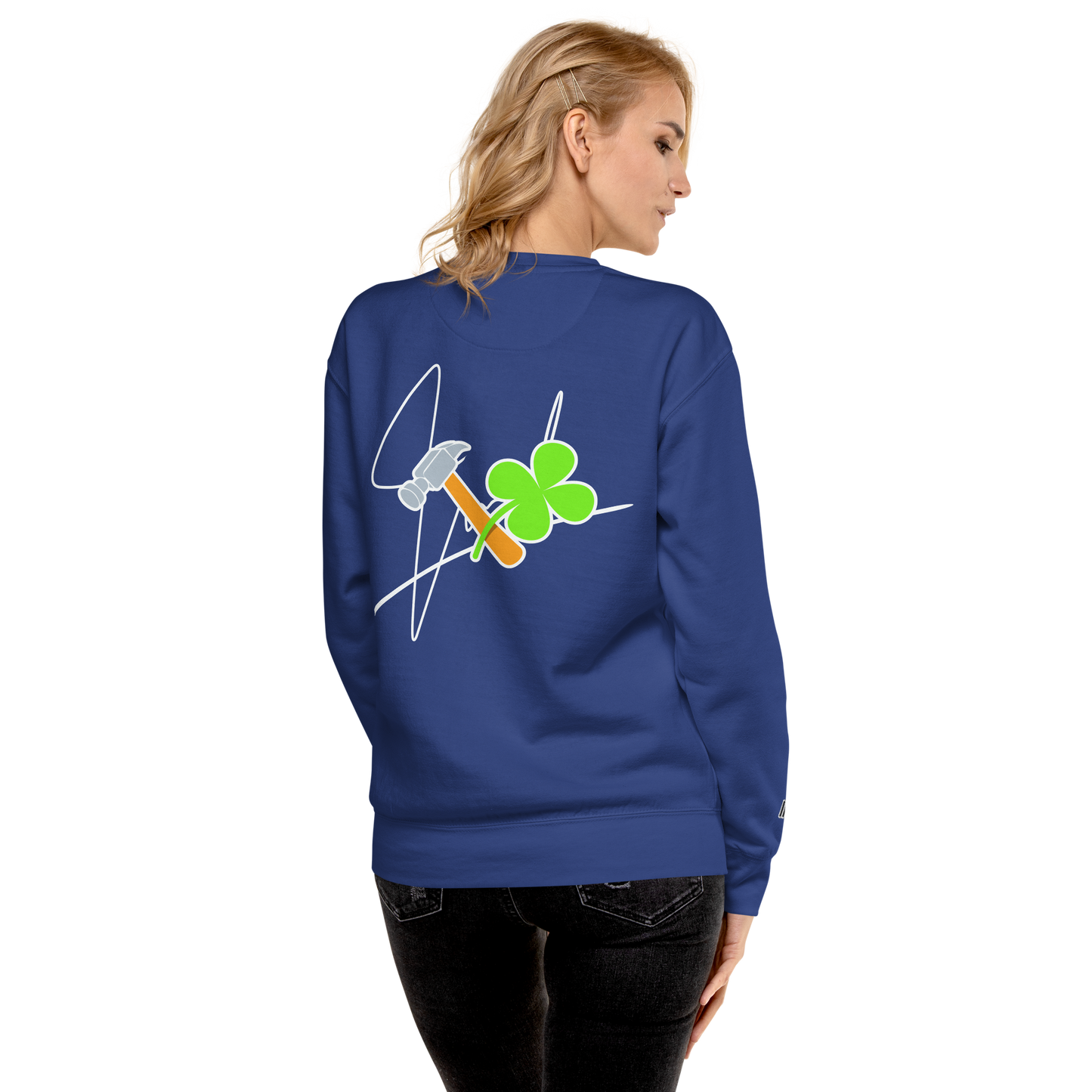 Essential Stylish Crewneck Premium Sweatshirt with "Lucky Worker" motif