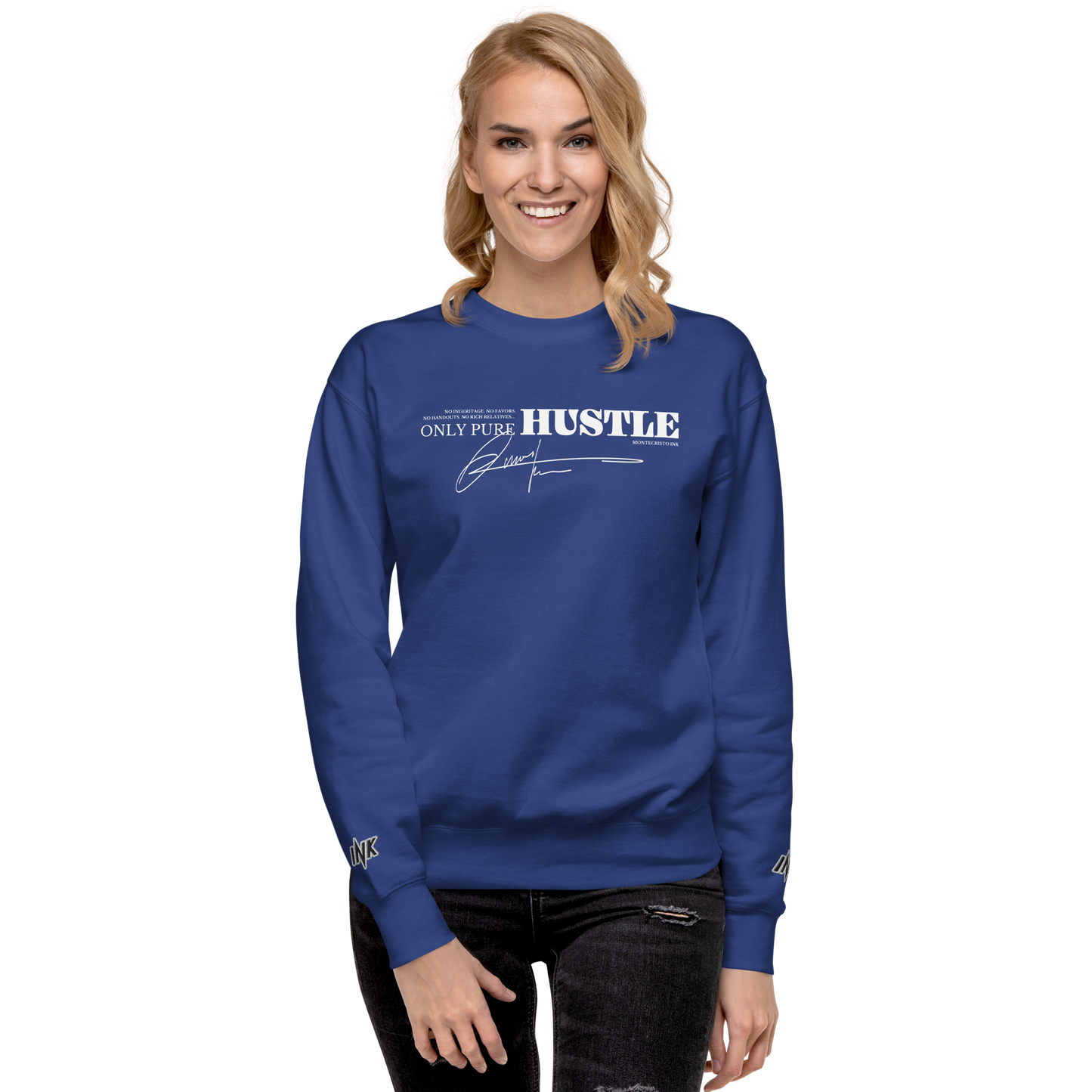 Essential Stylish Crewneck Premium Sweatshirt with "Only Pure Hustle" motif